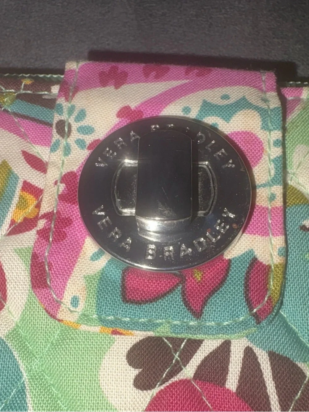NWT Vera Bradley's Mint Retired Tutti Fruttii Turn Key Paisly Quilted Zip Wallet